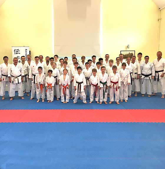 Class photo taken at a Bristol Karate Academy dojo