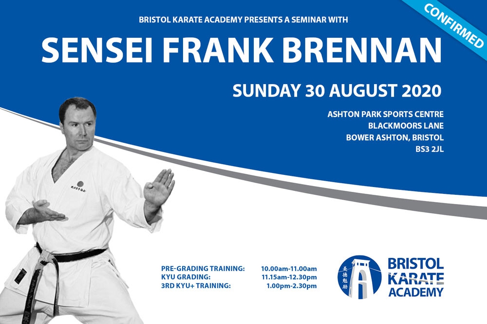 SEMINAR WITH SENSEI BRENNAN CONFIRMED - BOOK NOW! 